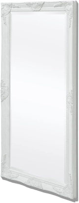 Classic Wall Mirror, White 47.2"x23.6", Baroque Style Wooden Frame