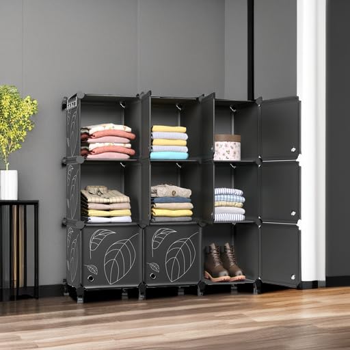 Closet Organizer, 9 Cube Storage Organizer with Doors, Portable Closet Storage Shelves,