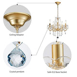 ANJIADENGSHI Mini Crystal Chandelier K9 Crystal Lighting Chandelier for Living Room 5 E12 Bulbs High 16.5 in x Diameter 16.9 in, Golden