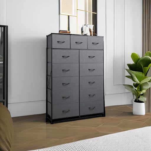 Tall Dresser for Bedroom with 13 Drawers, Storage Dresser Organizer Unit