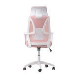 Row Modern Fabric Mesh Back Pink and White Office Chair