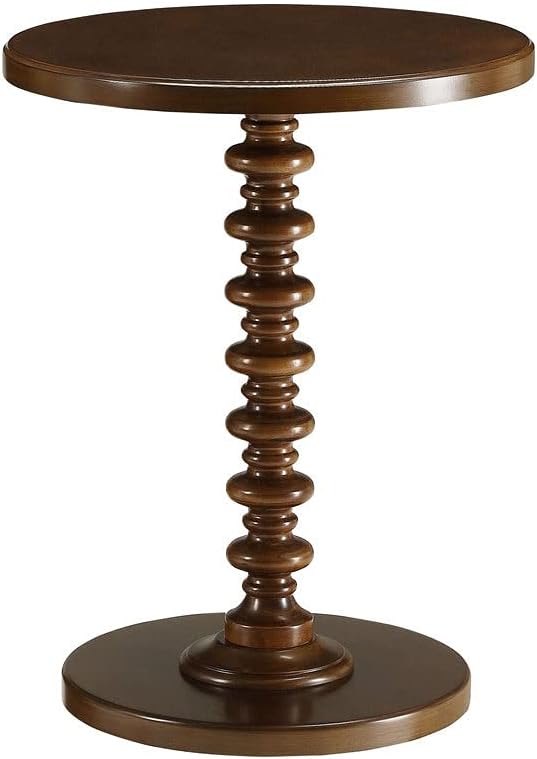 Acton Round Wooden End Table in Walnut
