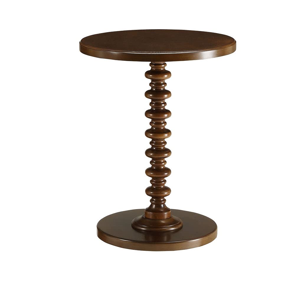 Acton Round Wooden End Table in Walnut