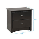 Sonoma Traditional Nightstand Side Table with 2 Drawers, Functional 2-Drawer Bedside