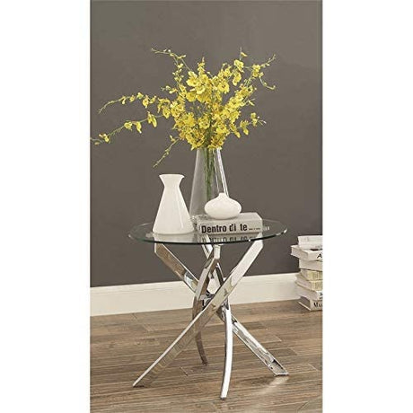 Cheatham Contemporary Glass Top End Table in Chrome