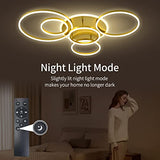 Modern LED Ceiling Light Gold Dimmable 5 Rings Flush Mount Ceiling Light Fixtures