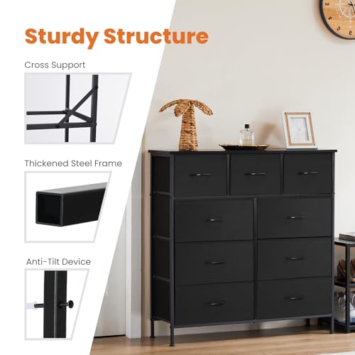 NCH2-9BC-SW-BK, 9 Drawers, Black