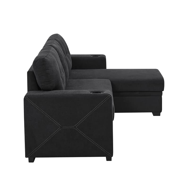 Upholstery Polyester Blend Fabric Convertible Sectional Sleeper Sofa