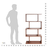 RICOO WM071-ER Storage Shelf 129 x 70 x 25 cm Bookcase Wooden Furniture Organiser Large Capacity 4 Compartments Open Oak Colour Brown