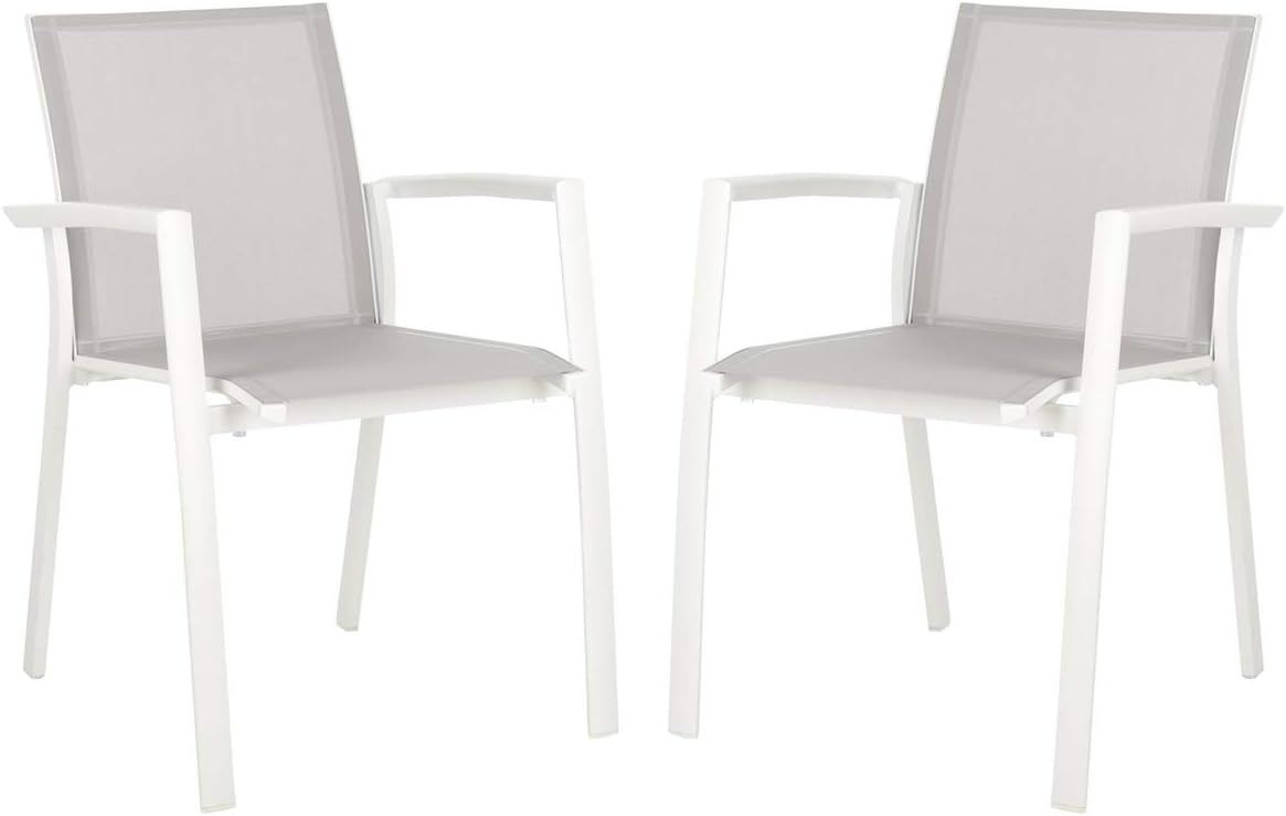 Outdoor Collection Negan Grey and White Stackable Chair (Set of 2)