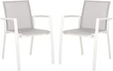 Outdoor Collection Negan Grey and White Stackable Chair (Set of 2)