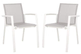 Outdoor Collection Negan Grey and White Stackable Chair (Set of 2)