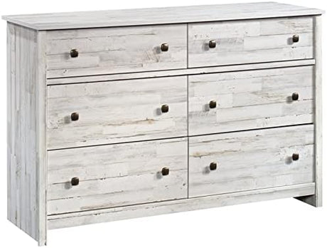 River Ranch Rustic 6-Drawer Bedroom Dresser in White Plank,