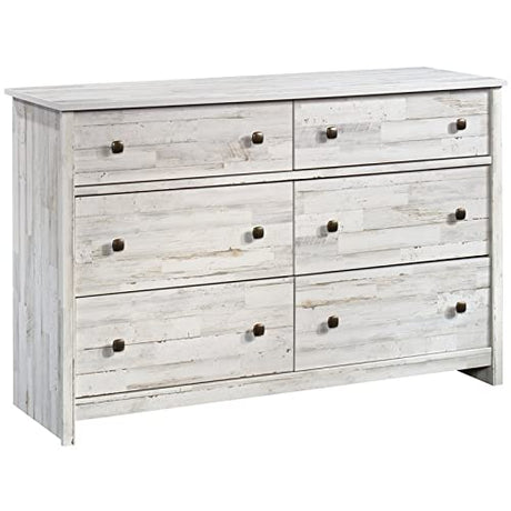 River Ranch Rustic 6-Drawer Bedroom Dresser in White Plank,