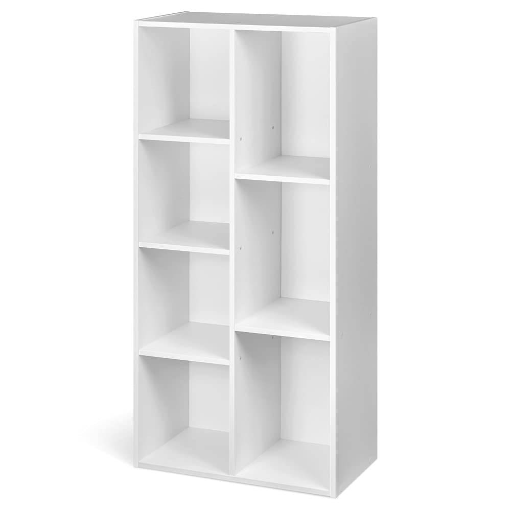 7 Cube Organizer Bookcase, White, 9.25 x 19.49 x 41.73 inch