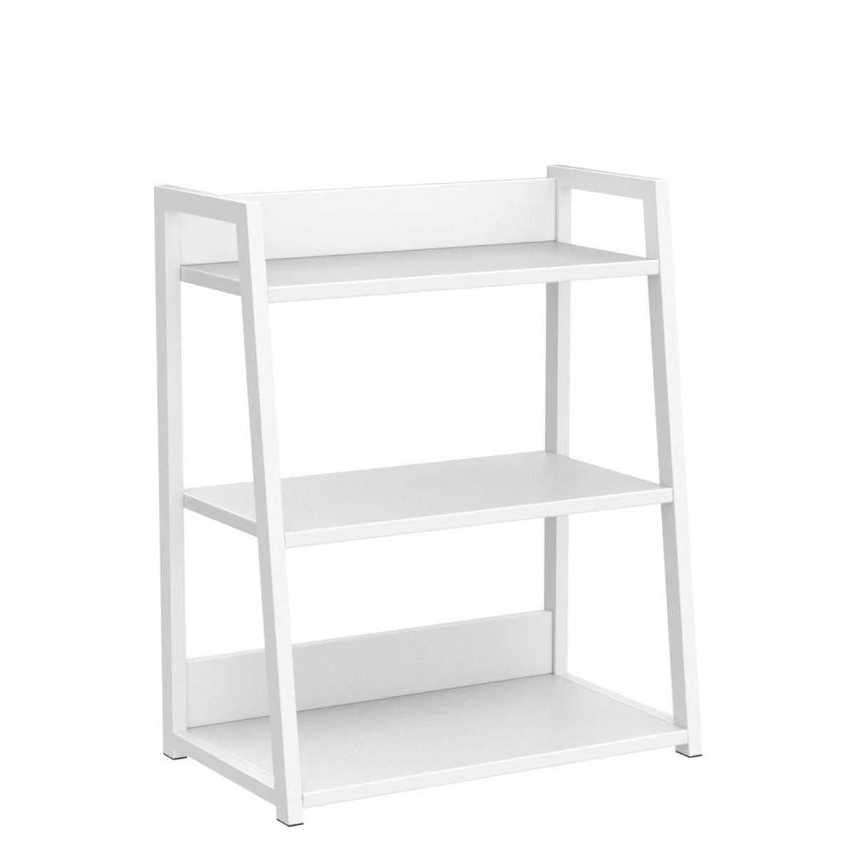 IOTXY 3 Tier Open Bookshelf - Steel and Wood Display Stand, 50CM Width Floor-Standing Bookcase, White