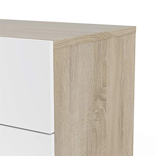 Austin 8 Drawer Double Dresser, Oak Structure/White High Gloss