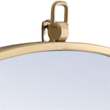 36" Contemporary Metal Frame Hooked Mirror in Brass