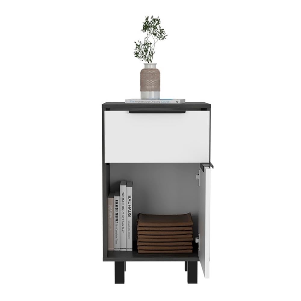 2-Piece Set with Nightstand in Gray and Night Stand
