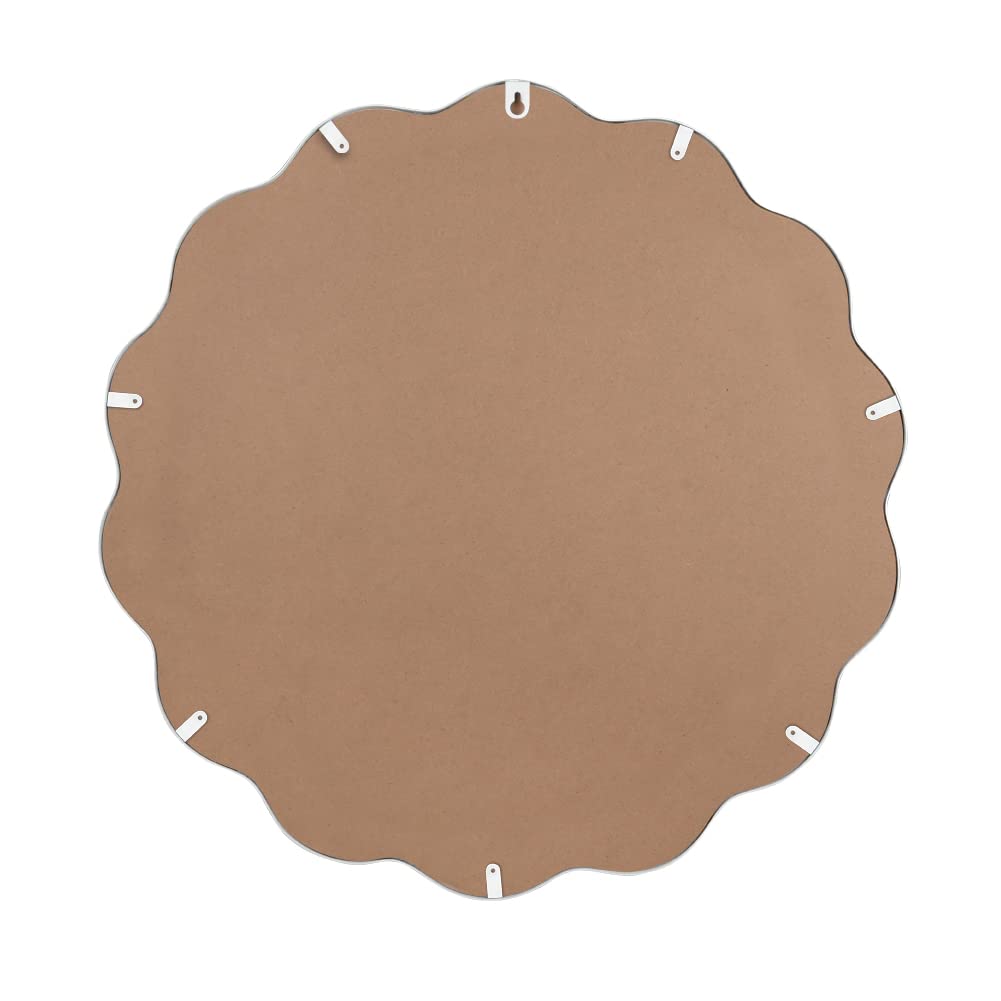 22 Inch White Round Wavy Mirror