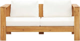 Patio Sofa with Cushion 55.1" Solid Acacia Wood Cream White