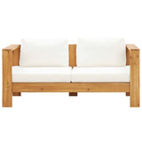Patio Sofa with Cushion 55.1" Solid Acacia Wood Cream White