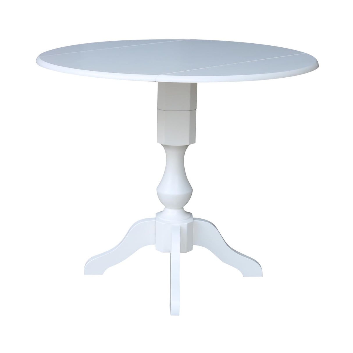 42 in Round Dual Drop Leaf Pedestal Table-36.3"H Dining Table, White