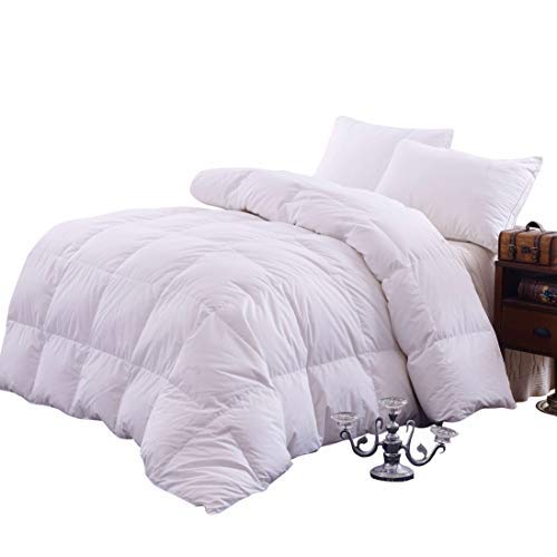 Luxurious Bedding Goose Down Filling Comforter, White (King（102x90inch）)