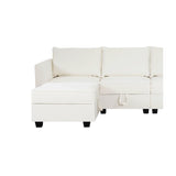 Elizabeth Modular Sectional Sofa Linen U Shaped Couch with Ottomans Convertible Sectional Couch 7-Seater Sofa with Storage Seat, L- Shaped Sectional Sofa - White Down