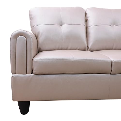 MZX-Niki-SF-00072-LWJ Sofas & Couches, Right Chaise, Latte-Faux Leather