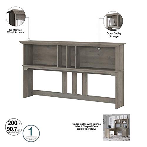 Trent Home 60" W Engineered Wood L Shaped Desk with Hutch in Driftwood Gray