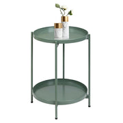 End Table，Folding Round Metal Side Table Waterproof，Round End Table with Removable