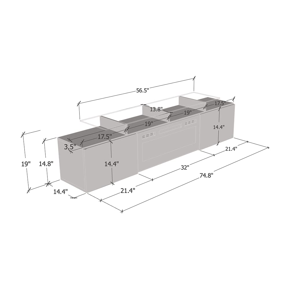 Rova BL-EF Fireplace TV Stand for TVs up to 85", Modern High Gloss 75" Entertainment