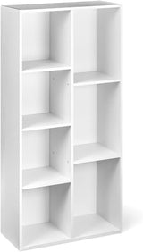 7 Cube Organizer Bookcase, White, 9.25 x 19.49 x 41.73 inch