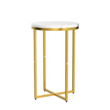 Modern Gold Side Table, Small Coffee Table Round End Table with Gold Frame