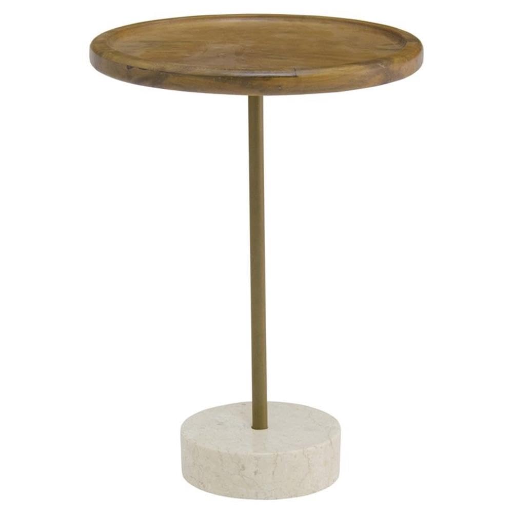Roya Teak Marble Base Side/End Table, Natural