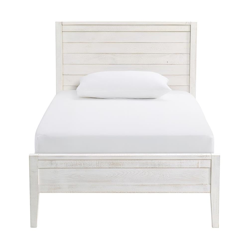 Windsor 3-Piece Set with Panel Twin Bed and 2 Nightstands, Driftwood White