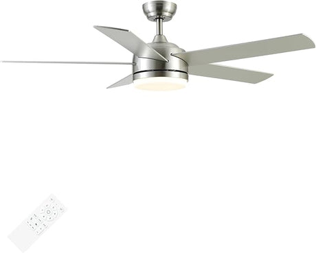 52 inch Black Ceiling Fan with Lights and Remote Control,Dimmable tri-Color temperatures