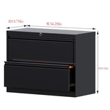 Lateral File Cabinet with Lock,2 Drawer Metal Wide Filing Organization Cabinet