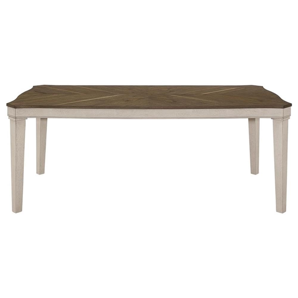 Wood Starburst Dining Table Set in Khaki and Rustic Cream