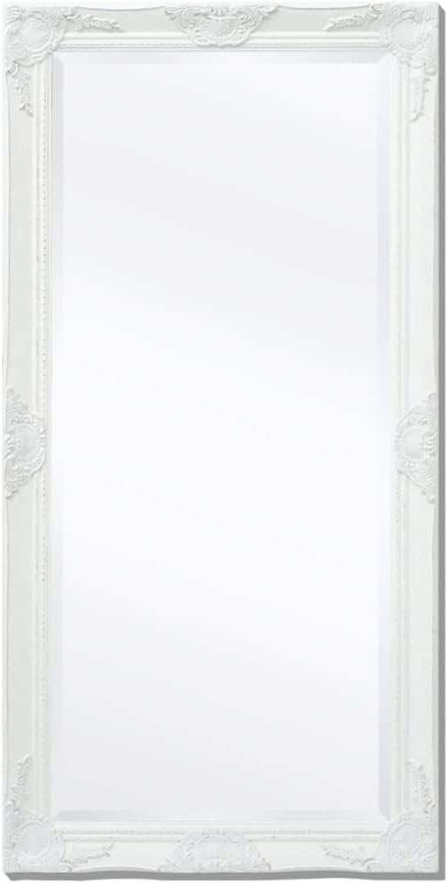 Classic Wall Mirror, White 47.2"x23.6", Baroque Style Wooden Frame