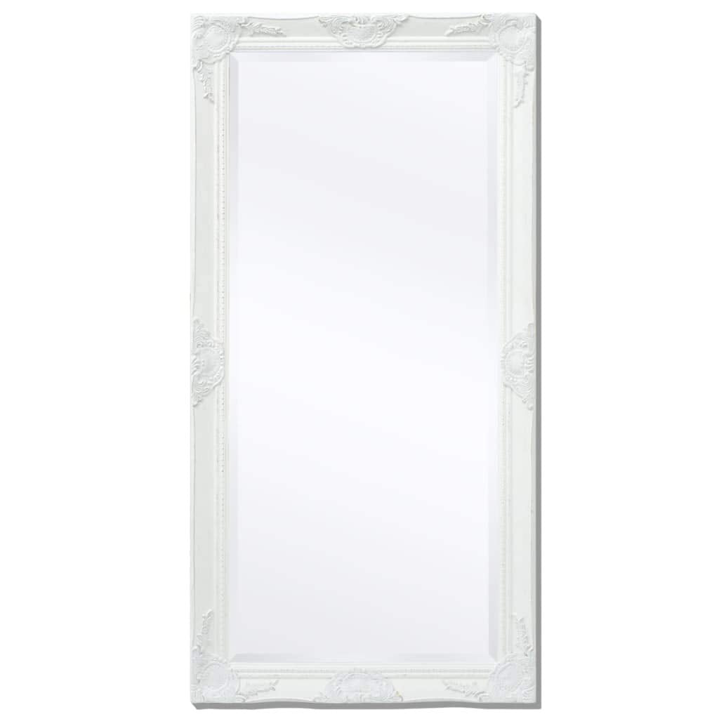 Classic Wall Mirror, White 47.2"x23.6", Baroque Style Wooden Frame