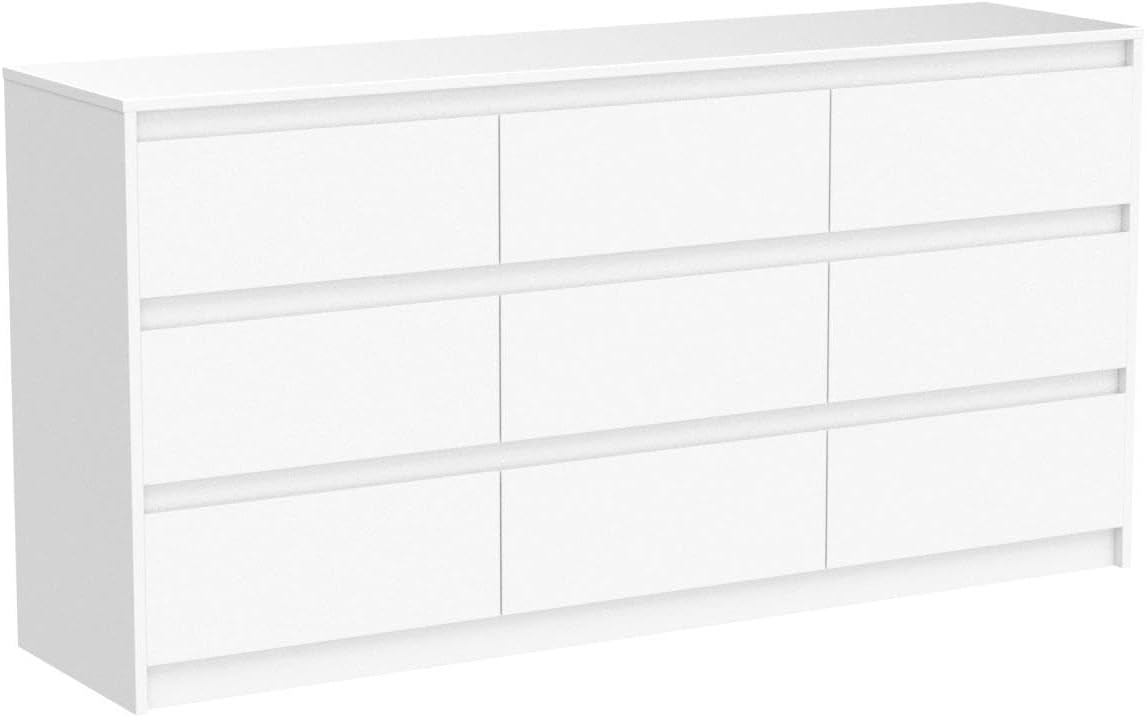 9 Drawers Double Dresser, Modern Wood Dresser Chest of Drawers