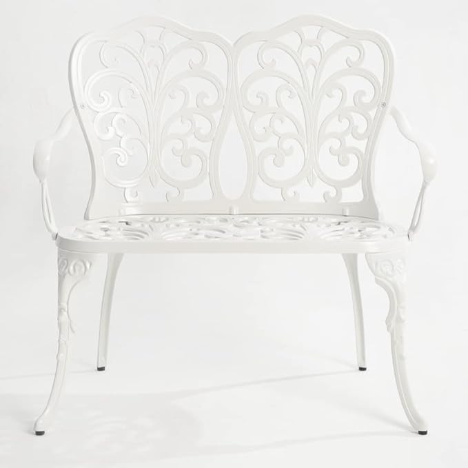Outdoor Bench, Garden Metal Loveseat Furniture