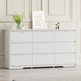 9 Drawer White Dresser for Bedroom with Deep Drawers, Large Dressers & Chest of Drawers Handle Free, Modern Long Dressers for Closet Bedroom, Living Room (59.25" W x 15.9" D x 31.9" H)