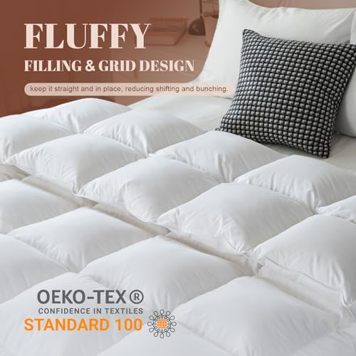 White King Size Feather Down Comforter,Filled with Feather and Down, All Season