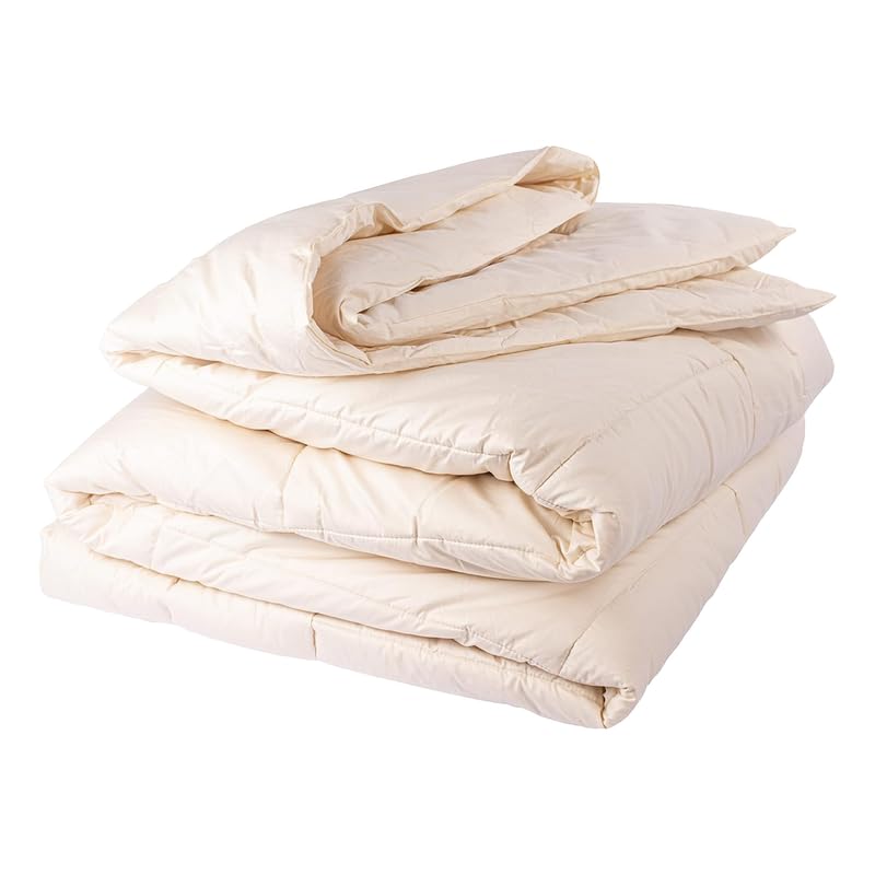 myMerino Light 100% Organic Duvet Wool Comforter for All Seasons - Ultra Soft, Breathable, Warm & Cool - Moisture Wicking - Ivory - Full/Queen 90x90