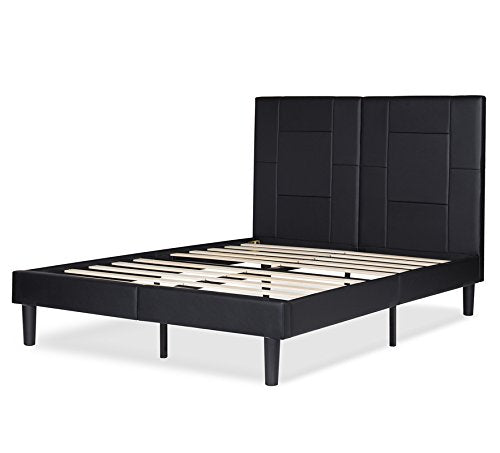 14 Inch Dura Metal Faux Leather Wood Folding Platform Bed Frame Full Size