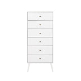 Milo Mid-Century Modern Tall 6-drawer Chest - White