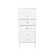 Milo Mid-Century Modern Tall 6-drawer Chest - White
